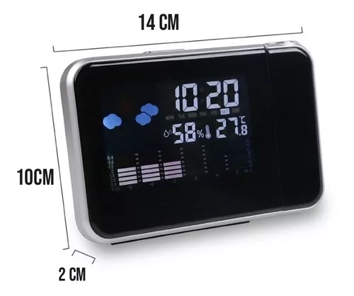 Reloj despertador - Reloj proyector con temperatura Espejo / negro INF,  Negro