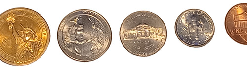 Monedas Estados Unidos 1 Dolar 25 / 10 / 5 / 1 Centavos X 5
