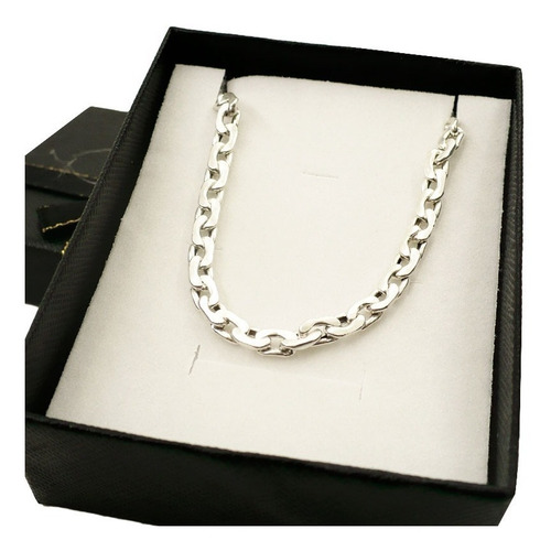 Cadena Plata 925 Hombre 4mm Gruesa Paris Con Cierre Marinero Color Plateado