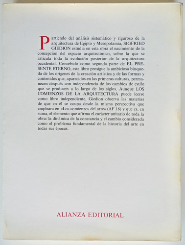 Presente Eterno Comienzo Arquitectura Sigfried Giedion Libro (Usado)