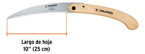 Serrucho Plegable 10 Hoja Curva 6 Dpp, Mango Madera, Truper