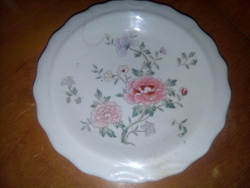 Plato De Porcelana Con Dibujo Central De Flores En Perfecto