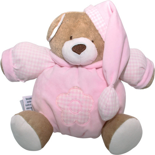 Urso De Pelúcia Nino Com Chocalho Antialérgico Lavável Zip Cor Rosa