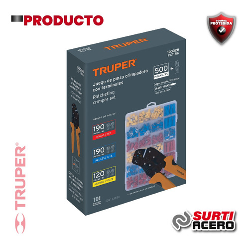 Kit De Crimpadora Y 500 Terminales Con Aislamiento 103328