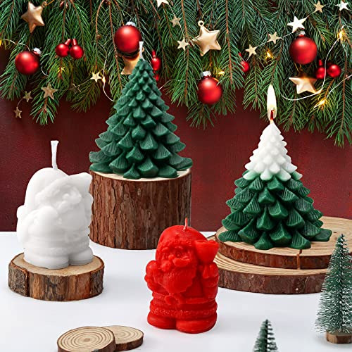 4 Velas Grandes De Navidad Con Forma De Árbol De Papá Noel, 