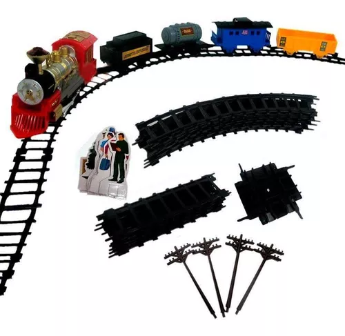 FERRORAMA INFANTIL MINI TREM ELETRICO HERO SQUAD LOCOMOTIVA TRILHOS A PILHA