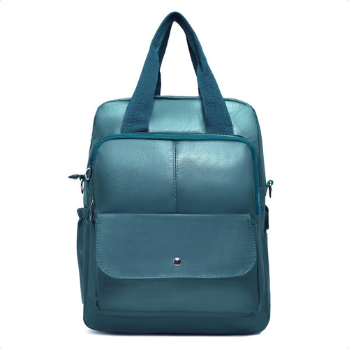 Bolsa Mochila Escolar 3 Em 1 Ótimo Acabamento C/ Usb Cor Verde Desenho Do Tecido Lisa