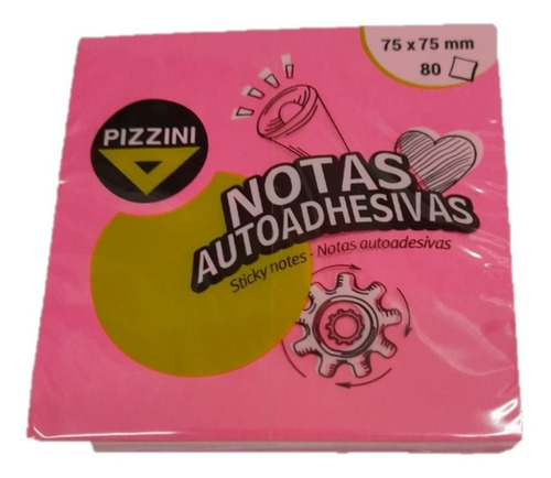 Block Nota Autoadhesiva Pizzini 75 X 75mm X 80 Hojas Fluo Color Rosa fucsia