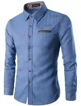 Comprar Camisas De Manga Larga Mezclilla Para Hombres Alta Calidad