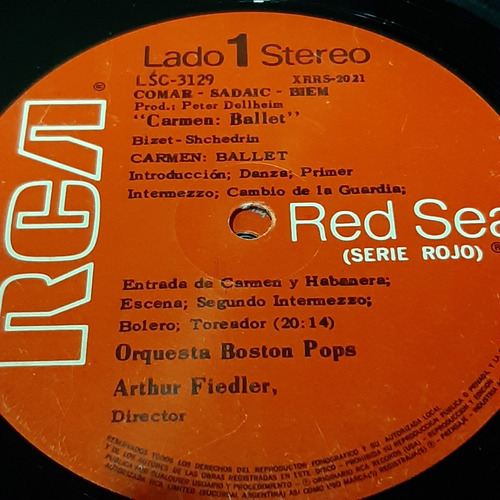 Sin Tapa Disco Arthur Fiedler Orq Boston Pops Bizet Cl0