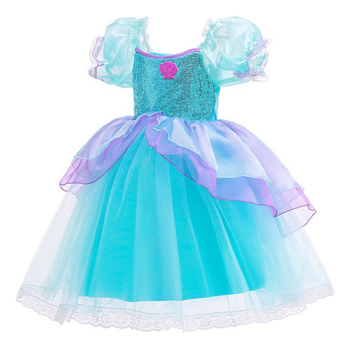 Vestido De Princesa Ariel Con Luces Led Para Niñas
