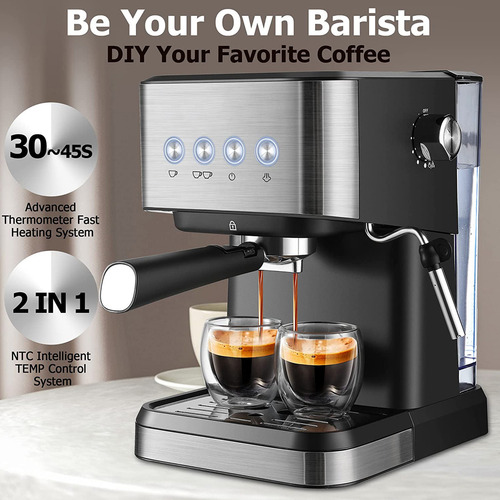 Cafetera Con Capuchino Con Leche. Máquina Todo En Uno, Barra