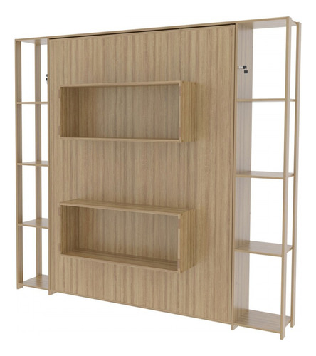 Cama De Casal Articulada 8 Prateleiras 2 Nichos Amêndoa Cor Marrom