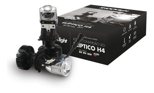 Imagem 2 de 7 de Par Kit Conversao Led Eliptico H4 6500k 12v 36w 5200lm Carro