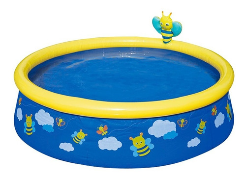 Alberca Inflable Redonda Infantil Azul Con Rociador 152 Cm