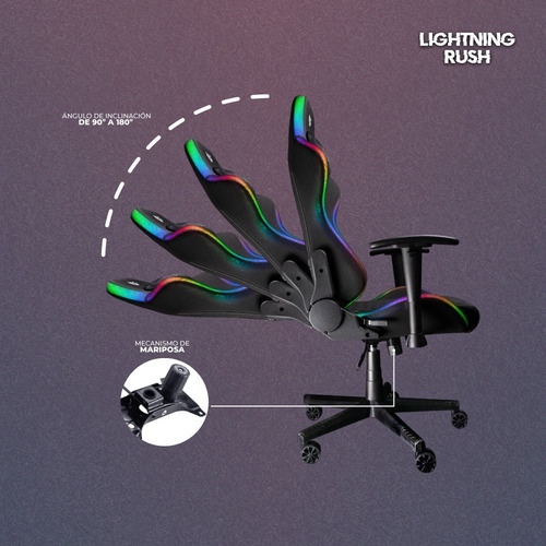 Silla de escritorio Balam Rush Lighting Rush gamer ergonómica negra