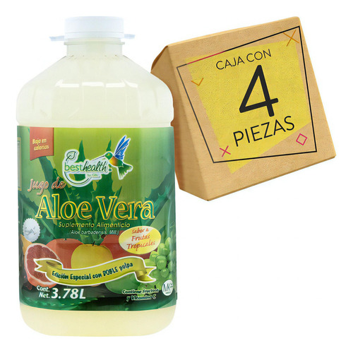 Jugo Aloe Vera 3.78l Con Sábila 4pzas. Promoción Best Health