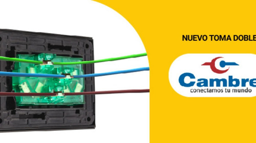 Imagen 3 de 5 de Toma Doble Cambre Siglo Xxi Completo + Caja Rectangular