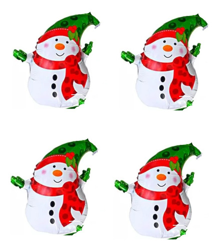 Set Pack Globo Motivo Muñeco De Nieve Navidad 35cm X 4u 