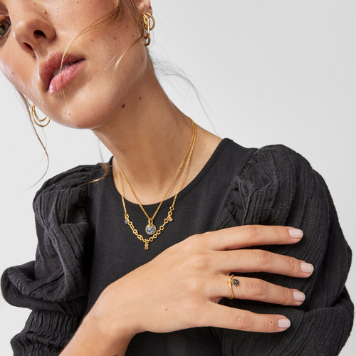 Anillo Luna De Plata Vermeil Y Zafiros Luah Tous