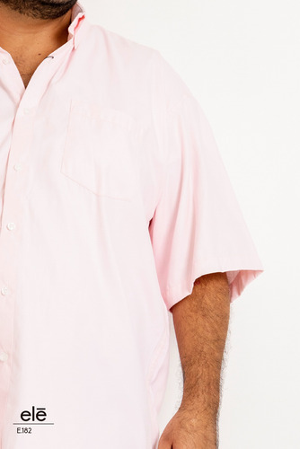 Camisa Caballero Ele Tallas Extras Liso Rosa E.182