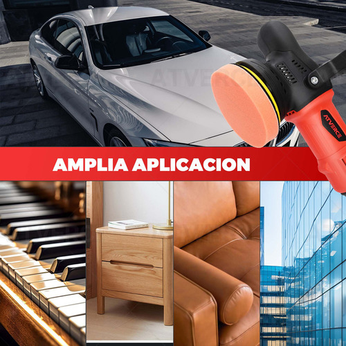 Pulidora Para Autos De 34 Piezas Pulido Lijado 1400w ATVERCE Doble Acción Orbital 6 Pulidores 12Lija 6000RPM