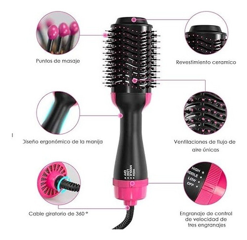 Cepillo/secadora Aire Caliente Para Cabello