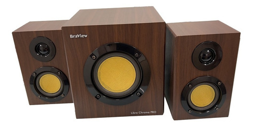 Caixa De Som Subwoofer 2.1 Libra 20w Sp20b Com Bluetooth Cor Marrom-escuro