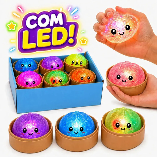 Squishy Brinquedo de Apertar Sensorial com Luz LED Popsy Pisca Pisca Com Bolinha Orbeez