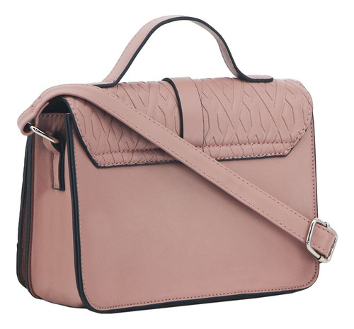 Cartera Amayra Eco De Cuero Con Tapa Y Correa Ajustable Ama 67.c2771.3 Rosa Viejo Lisa Níquel Rosa