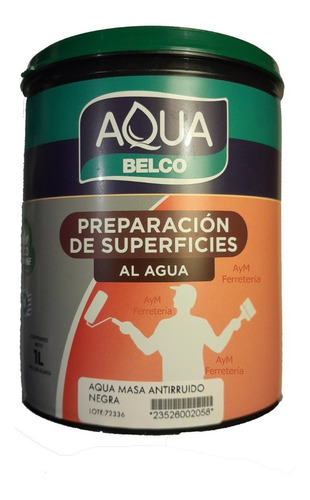 Masa Antirruido Goterol Negro Carrocerías 1k Aqua Belco -aym