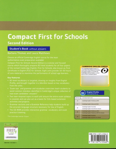Compact First For Schools -   Student`s & Cd-rom *2ed Kel Ed