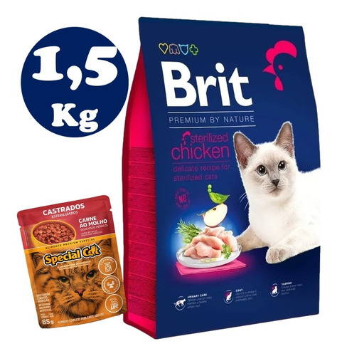 Brit Premiun Gato Castrado Pollo 1,5kg + Regalo