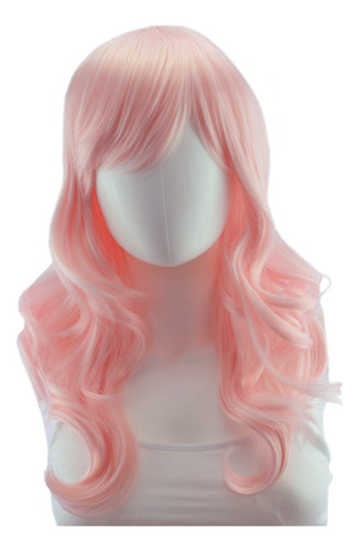 Peluca Epiccosplay Hestia Fusion, Rosa Vainilla, Rizada, 55