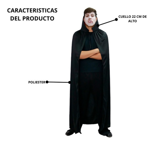 Imagen 3 de 10 de Disfraz Capa De Vampiro Adulto