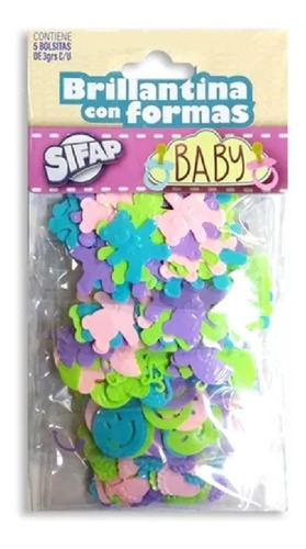 Brillantina Sifap Formas Baby Shower X 5 Sobres Color Pastel Color SURT