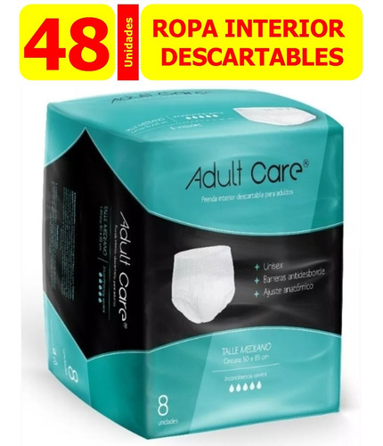 Adult Care Ropa Interior Descartable Mediano X 48 Pañales