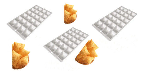 Kit 3 Forma Para Modelar Ravioli Mini Pasteis Massa 24 Cavas