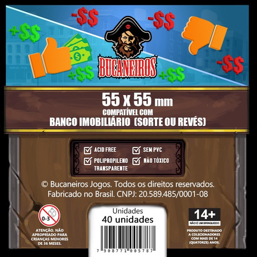 Sleeve Customizado Banco Imobiliário Sorte Ou Revés (55x55)