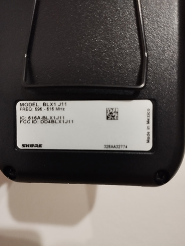 Blx1 Transmisor Shure - Banda J11 (596-616 Ghz)