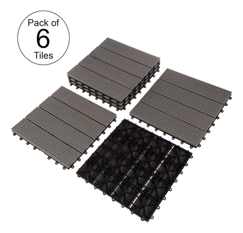 Juego De 6 Baldosas De Suelo De Patio Entrelazadas De Madera