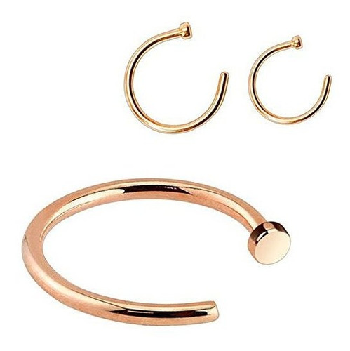 Aros - Rose Gold Ip - Aro Nasal De Acero Quirúrgico 316l (se