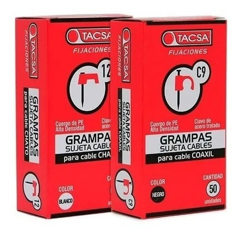 Grampas N°6 Tacsa Para Cable Coaxil Caja X 50 Uds Blanco