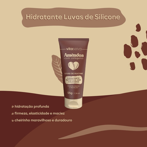 Imagem 3 de 5 de Kit 3 Un Luva De Silicone Amendoa C/ Colageno Vita Seiva