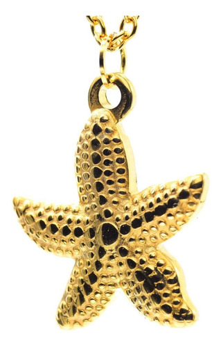 Imagen 2 de 3 de Cadena Con Dije De Estrellita D Mar Acero Dorada