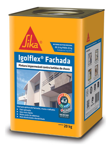 Igolflex Fachada Impermeabilizante Parede Sika - Lata 20kg