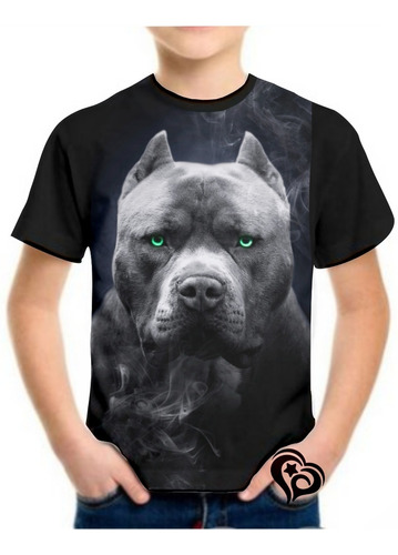 Camiseta De Cachorro Masculina Infantil Pitbull Animal Blusa