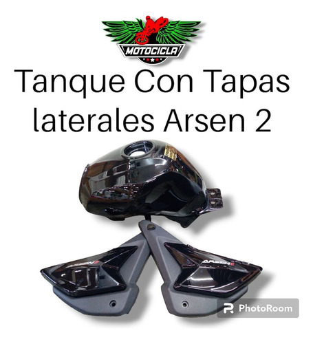 Tanque Con Tapas Laterales Moto Arsen 2 Negro