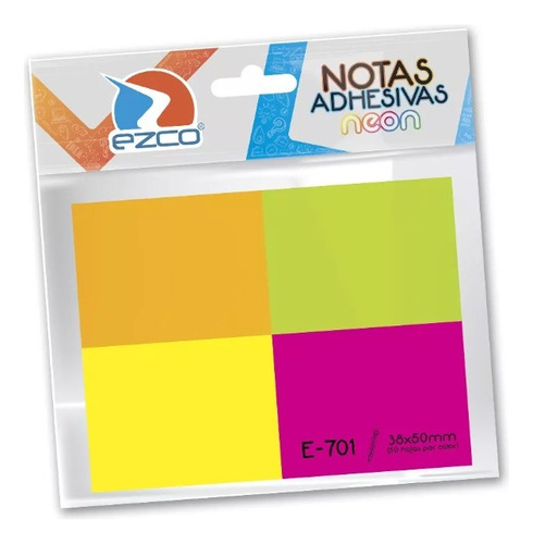 Notas Auto Adhesivas 38x50 Mm 4 Colores Fluo Neon 200hjs 