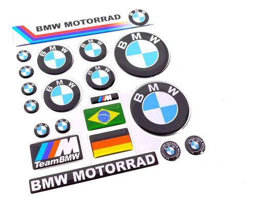 Kit Adesivos Resinados Bmw Logo 4 Cm Emblema Moto Carro 3d